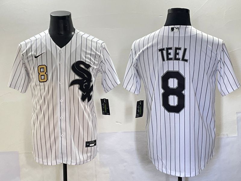 Men 2025 Chicago White Sox #8 Teel White Stripe Game Nike MLB Jersey style 5